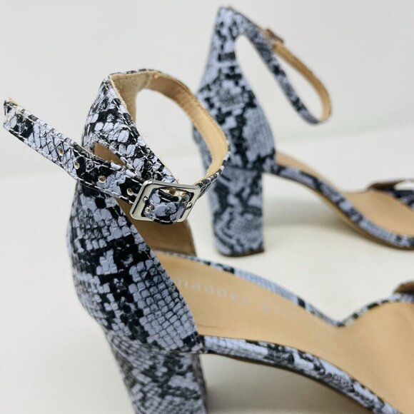 Madden Girls Womens Size 9.5M Beella High Heel Sandals in Blue Snakeskin S4 - Picture 4 of 8